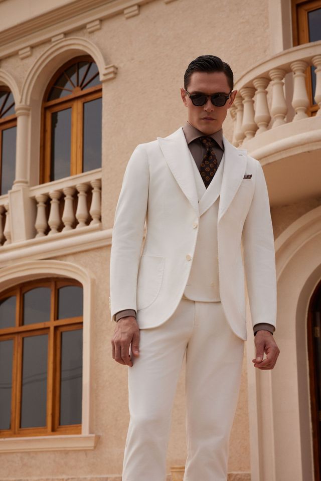 White Corduroy Three Piece Suit